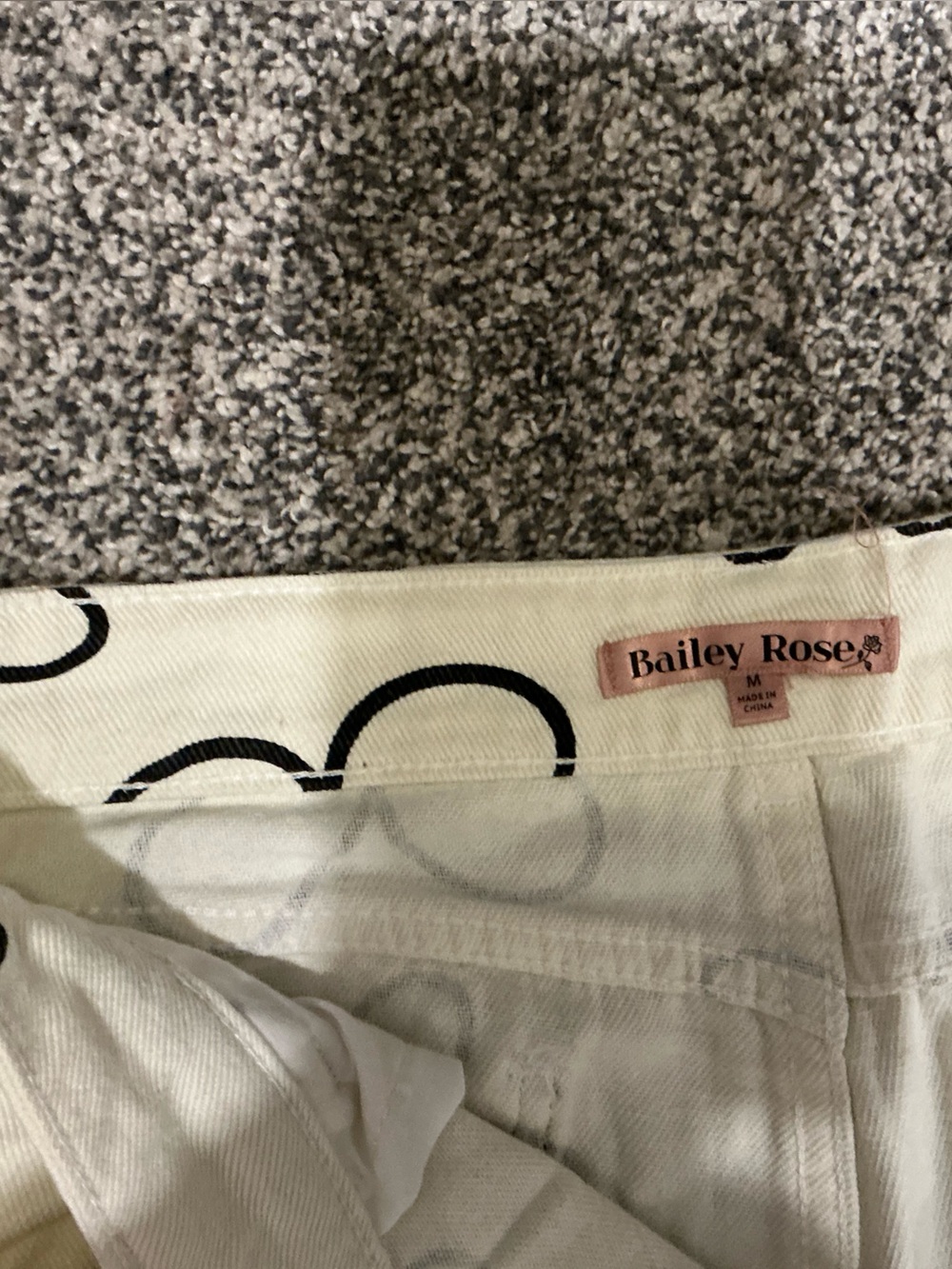 Straight Leg Cream Jeans with Black Floral Print - Picture 2 of 2